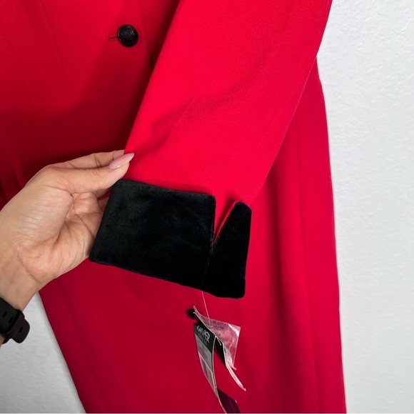 Kasper Blazer Dress Women 4 Red Jacket Suit Crepe Velvet Sheath old money C4 - Picture 10 of 11